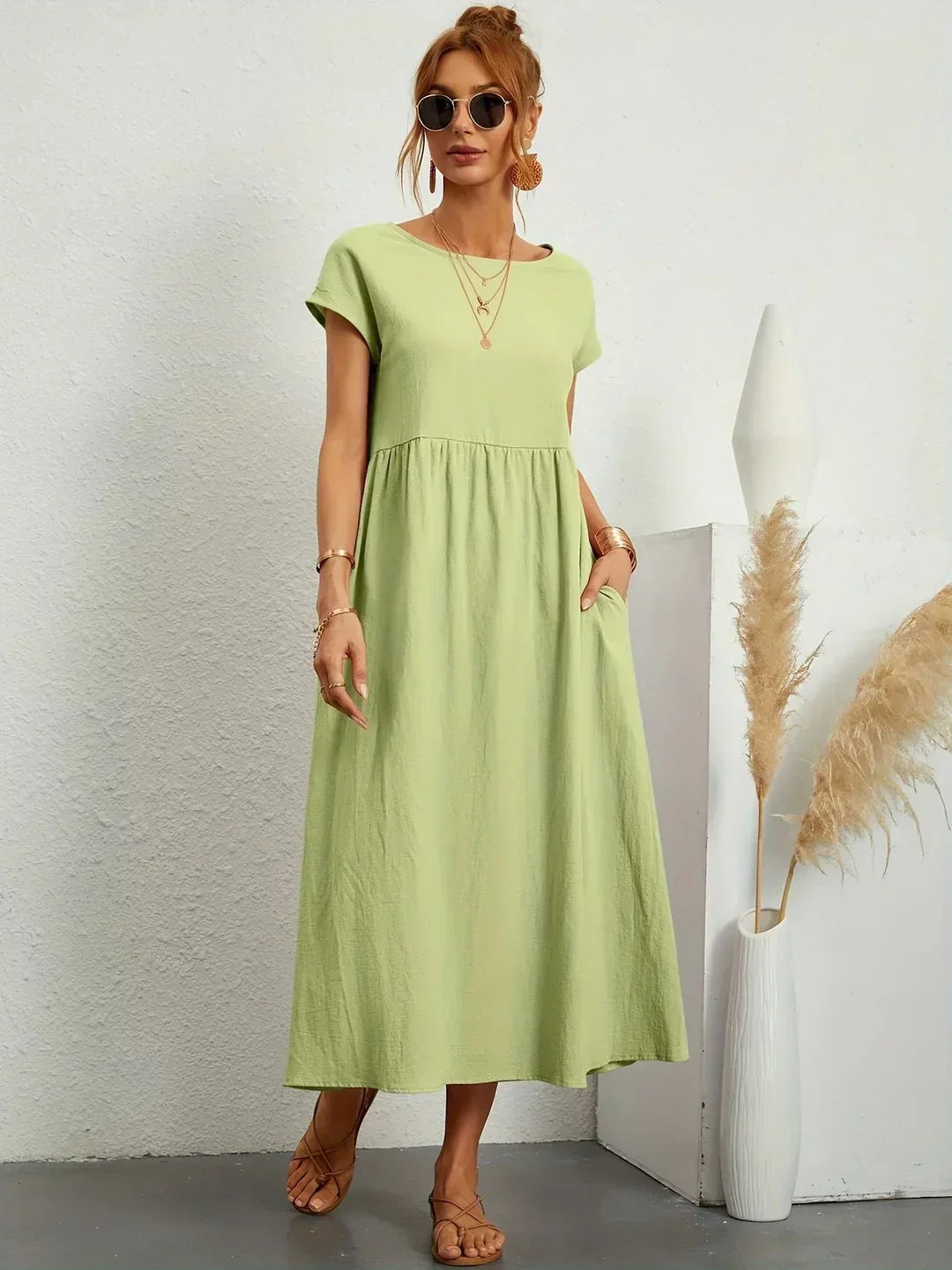 Gabrielle™ — Fluid Midi Dress Timeless Elegance