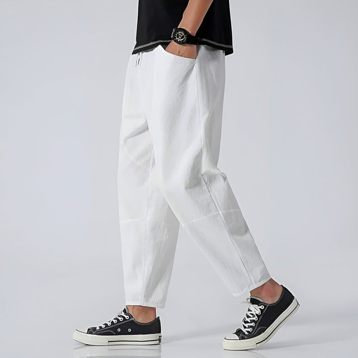 Harrison | Relaxed Cotton-Linen Cropped Trousers