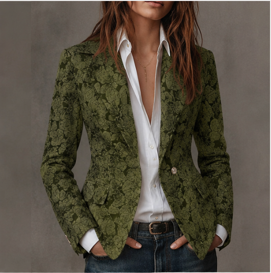 Loretta – Jacquard Blazer in Cashmere Fitted