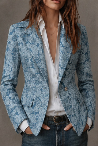 Loretta – Jacquard Blazer in Cashmere Fitted