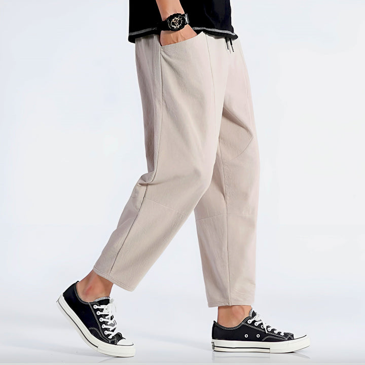 Harrison | Relaxed Cotton-Linen Cropped Trousers