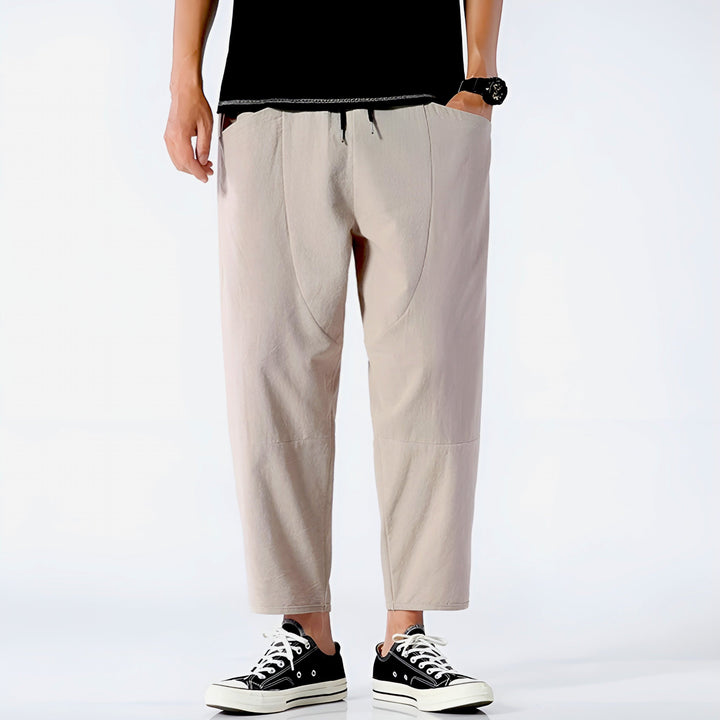 Harrison | Relaxed Cotton-Linen Cropped Trousers