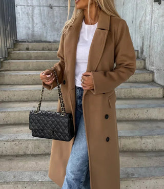 GWYNETH | LONG LAPEL BUTTON-FRONT COAT