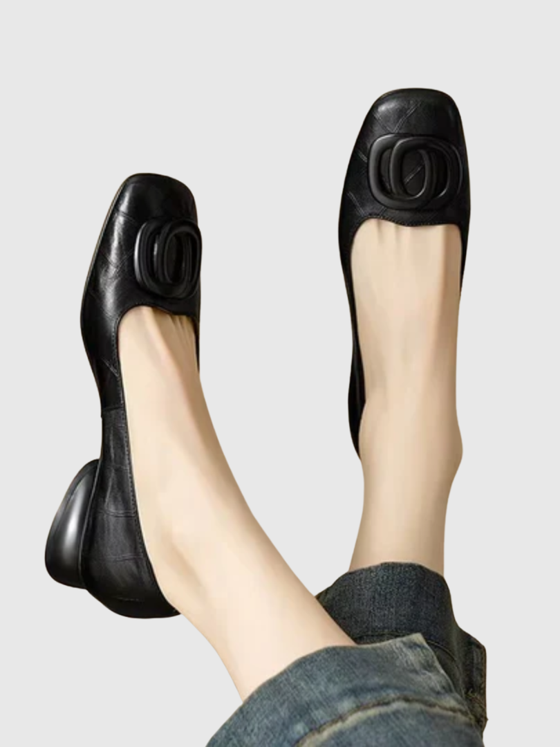 Ella | Leather Square-Toe Flats