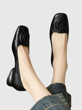 Ella | Leather Square-Toe Flats