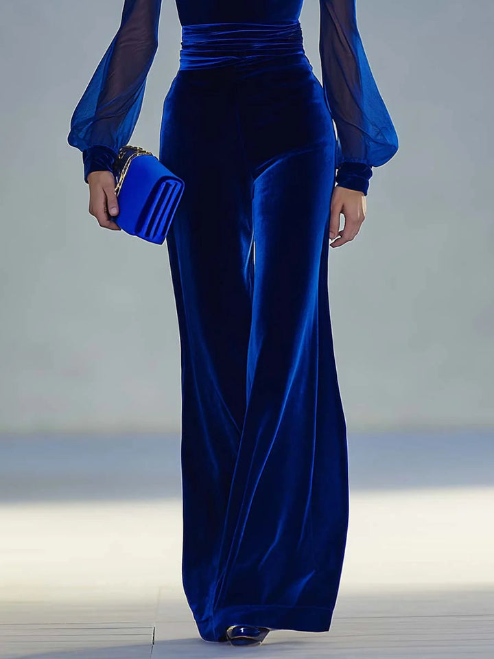 Sabrina – Velvet Jumpsuit with Sheer Sleeves