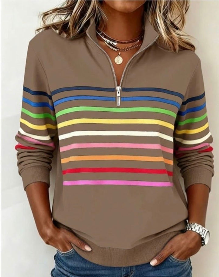 Sienna | Vibrant Striped Half-Zip Jumper