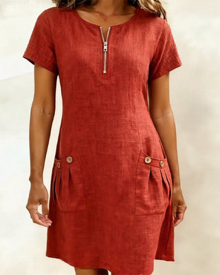 Clara™ | Cotton Dress with Zipper Pocket