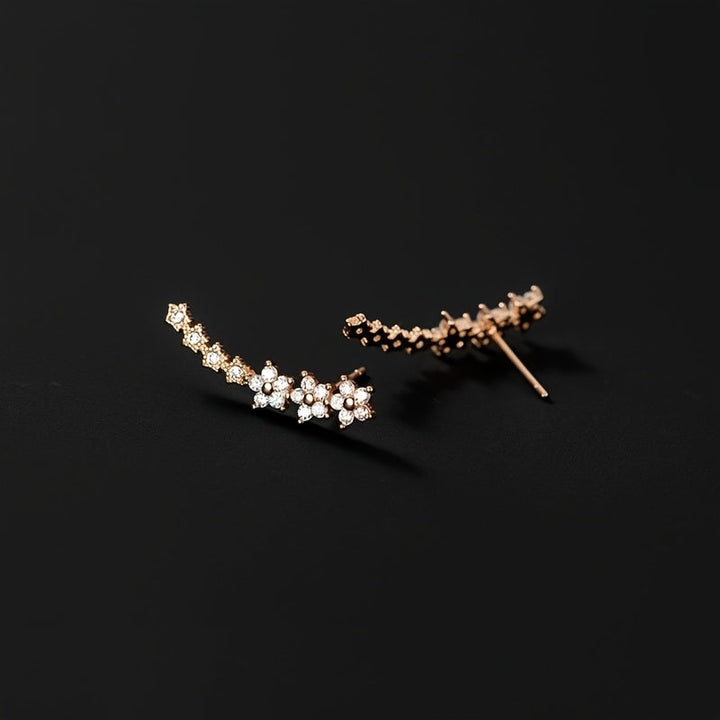 FLORAL RHINESTONE GOLD EARRINGS
