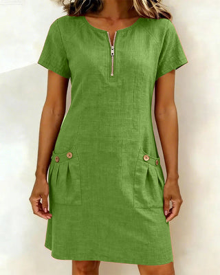 Clara™ | Cotton Dress with Zipper Pocket
