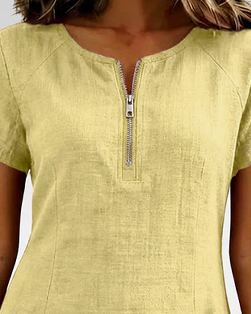 Clara™ | Cotton Dress with Zipper Pocket
