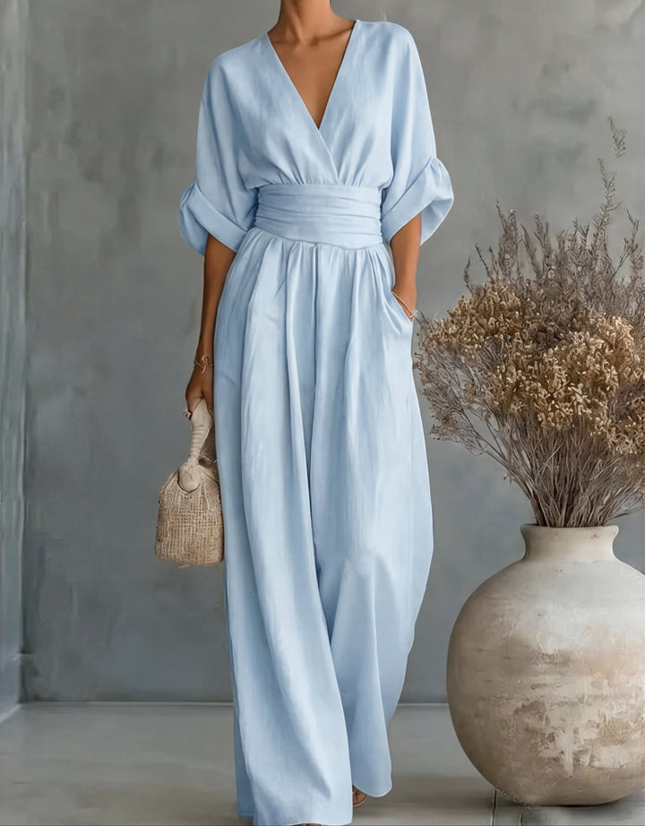 Daniela | Elegant V-neck jumpsuit with wide leg