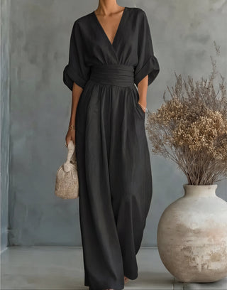 Daniela | Elegant V-neck jumpsuit with wide leg