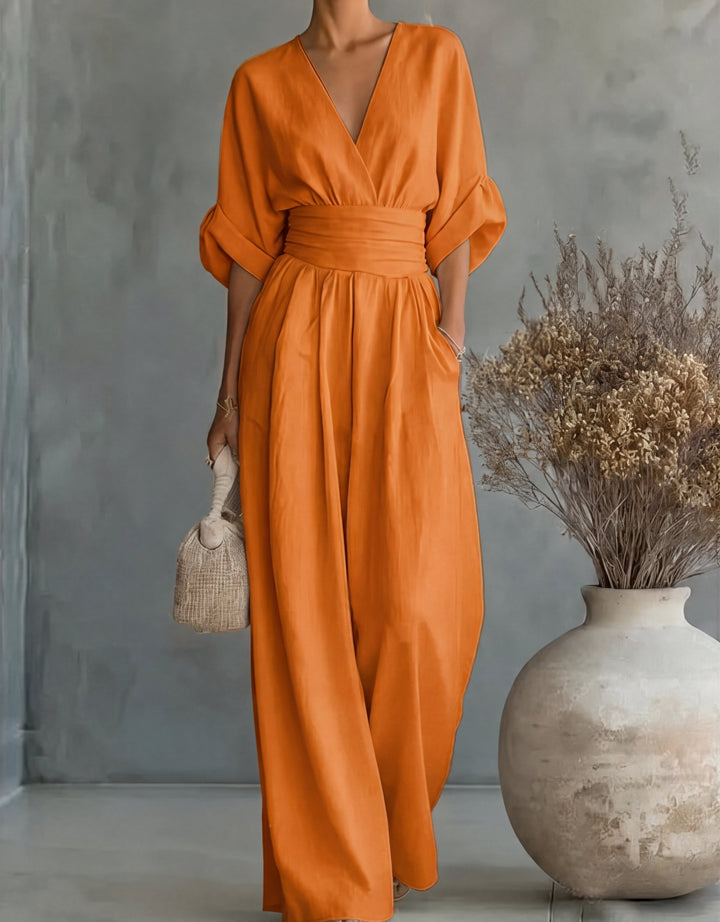 Daniela | Elegant V-neck jumpsuit with wide leg