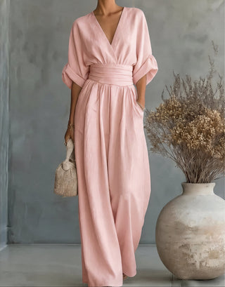 Daniela | Elegant V-neck jumpsuit with wide leg