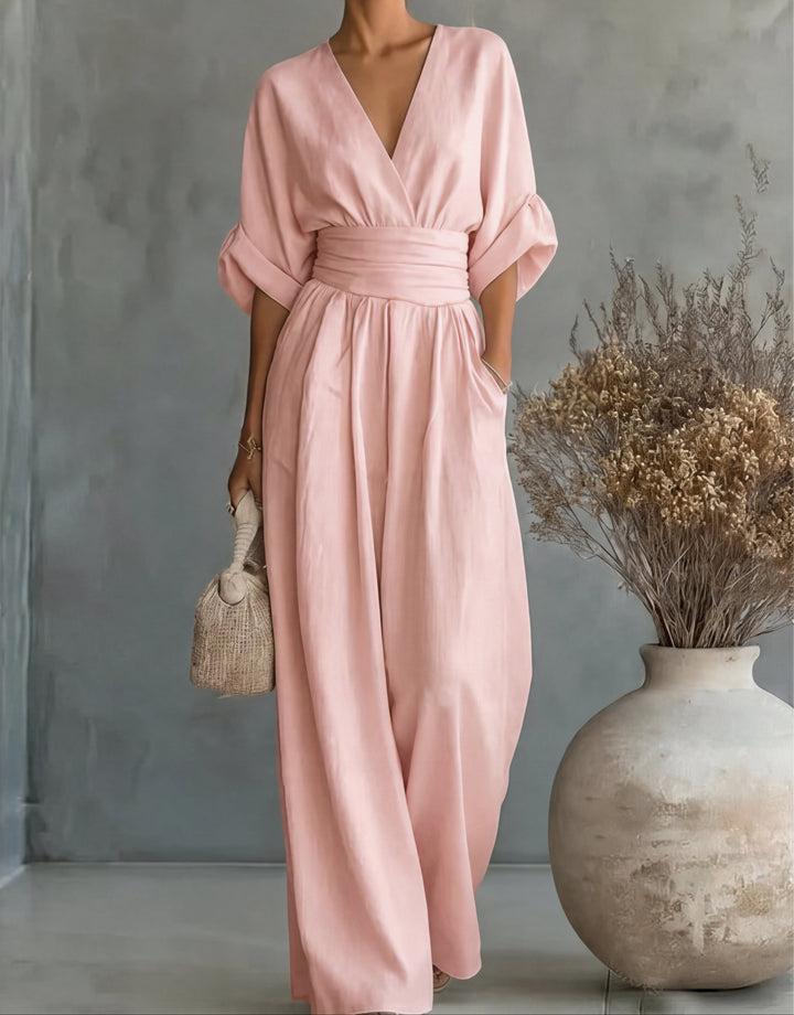 Daniela | Elegant V-neck jumpsuit with wide leg