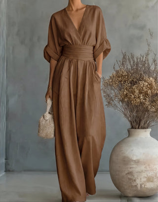 Daniela | Elegant V-neck jumpsuit with wide leg