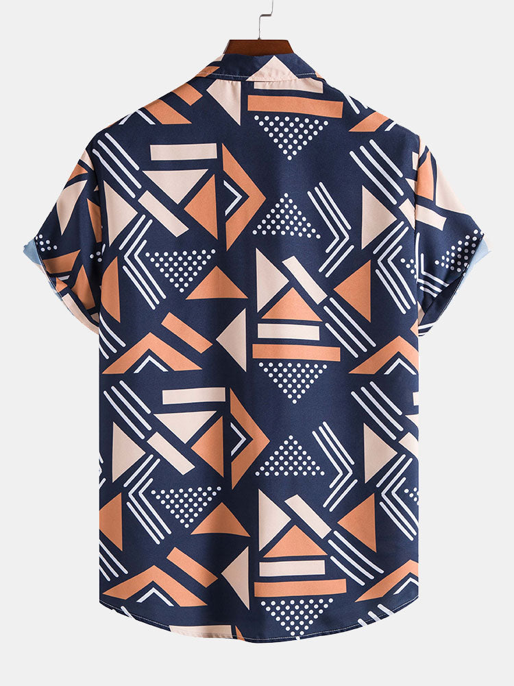 Keanu | Geometric Print Shirt & Swim Shorts