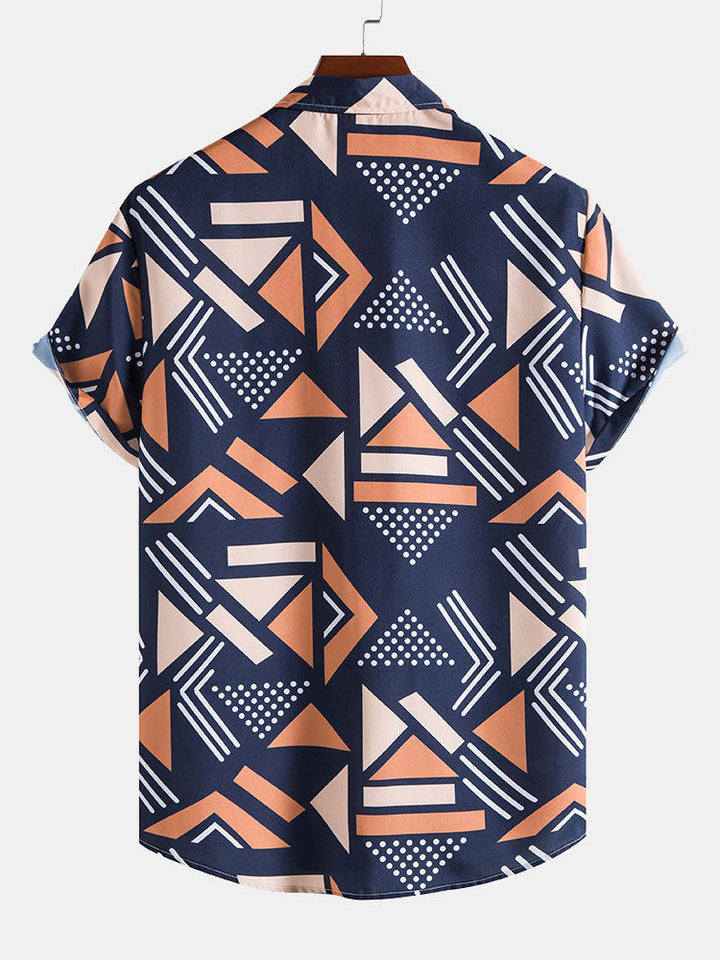 Keanu | Geometric Print Shirt & Swim Shorts