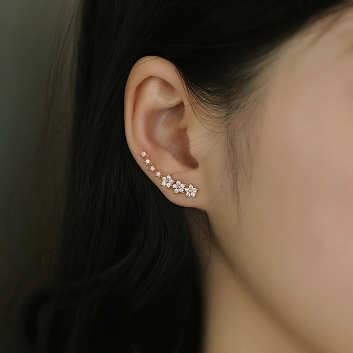 FLORAL RHINESTONE GOLD EARRINGS