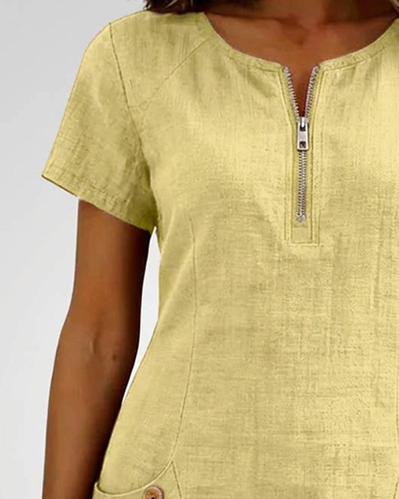 Clara™ | Cotton Dress with Zipper Pocket
