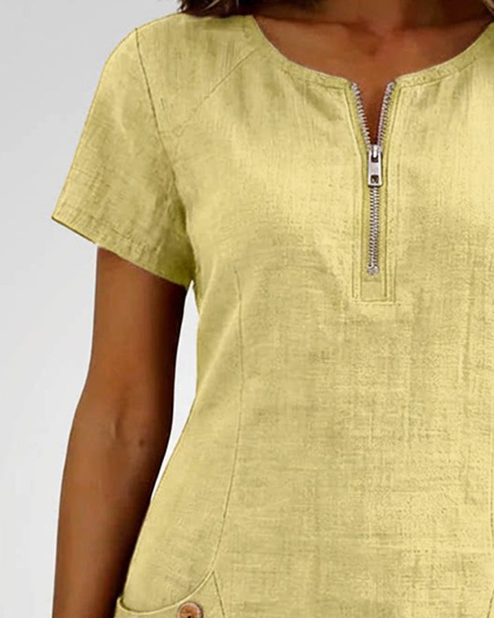 Clara™ | Cotton Dress with Zipper Pocket