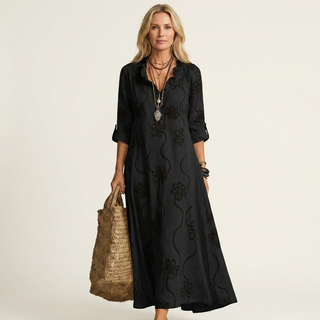 Mariam | Maxi Dress with Tonal Floral Embroidery