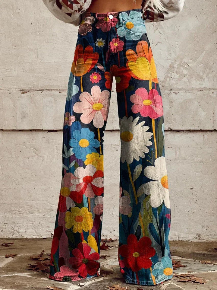 Cirilla | Vibrant Retro Wide-Leg Trousers