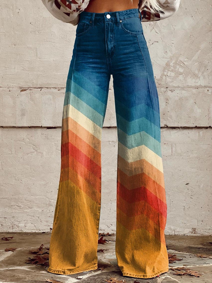 Cirilla | Vibrant Retro Wide-Leg Trousers