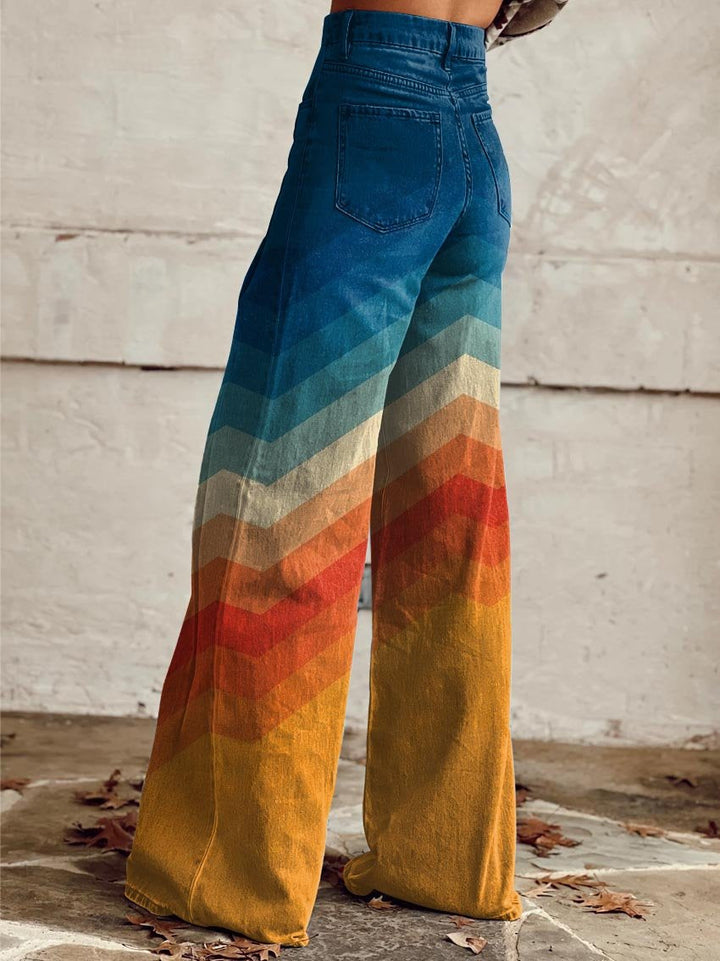 Cirilla | Vibrant Retro Wide-Leg Trousers