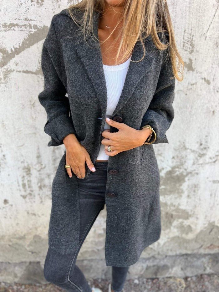 Ella |  Elegant Lapel Button-Front Coat
