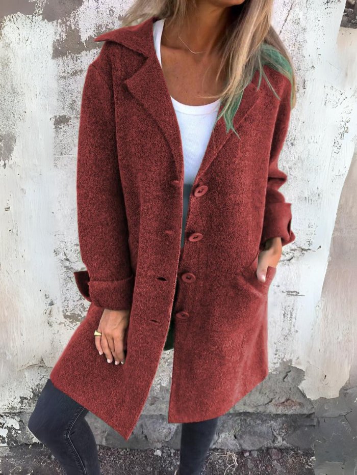 Ella |  Elegant Lapel Button-Front Coat