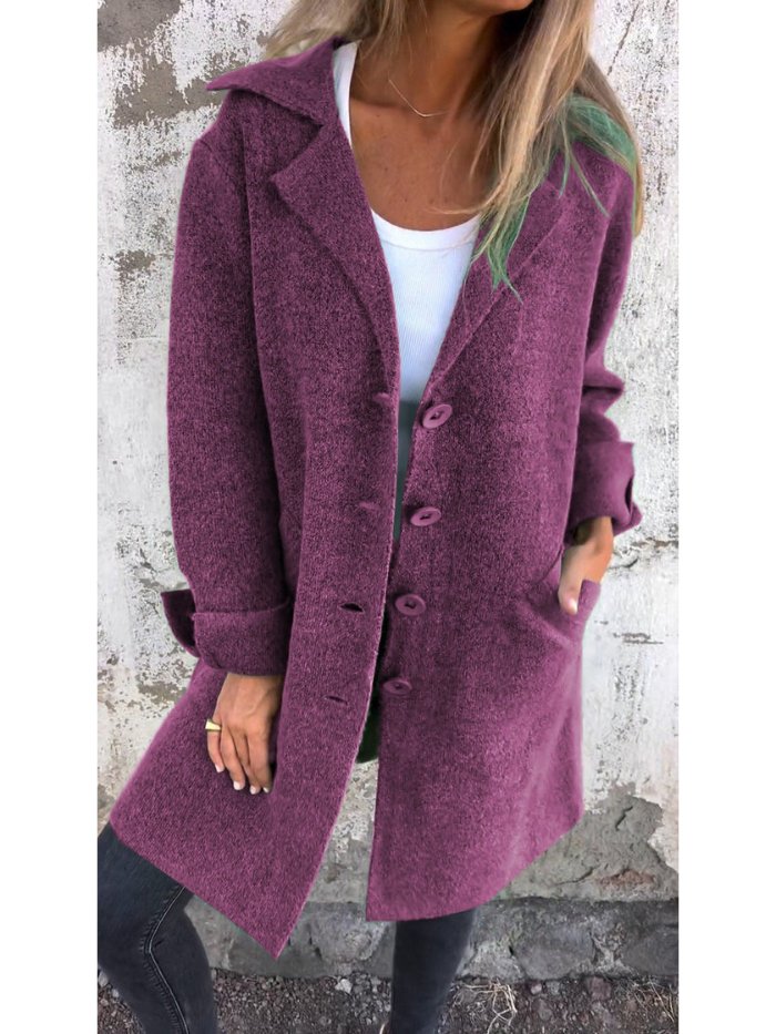 Ella |  Elegant Lapel Button-Front Coat