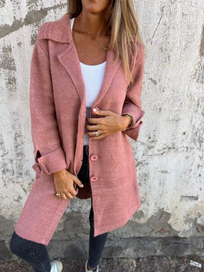 Ella |  Elegant Lapel Button-Front Coat
