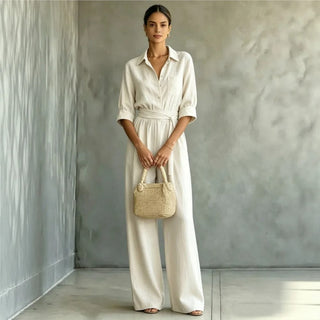 Elena Elegant Jumpsuit with Adjustable Waist and Wide Pants
