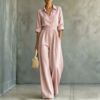 Elena Elegant Jumpsuit with Adjustable Waist and Wide Pants