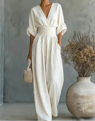 Daniela | Elegant V-neck jumpsuit with wide leg
