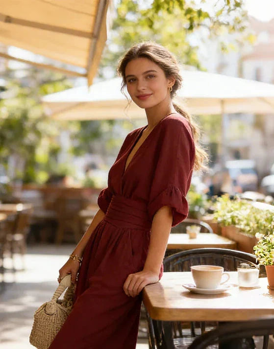 Daniela | Elegant V-neck jumpsuit with wide leg